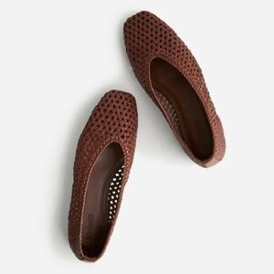 New! Madewell The Mylie Ballet Flat in Handwoven Leather Cherry Wood